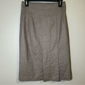 Akris tan brown 100% wool pleated midi skirt women’s size small 6